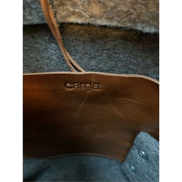 CARGA Felt T1 Tote Bag Gray Brown Leather Trim‎ Snap Closure Casual - Picture 10 of 16